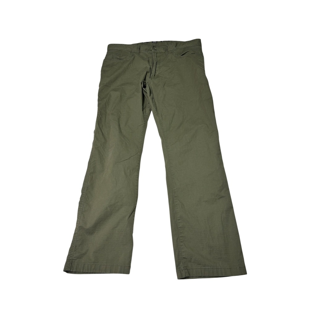 Prana Mens Slim Fit Ripstop Pants Olive Green 36X29 Style 1968421 Organic Cotton